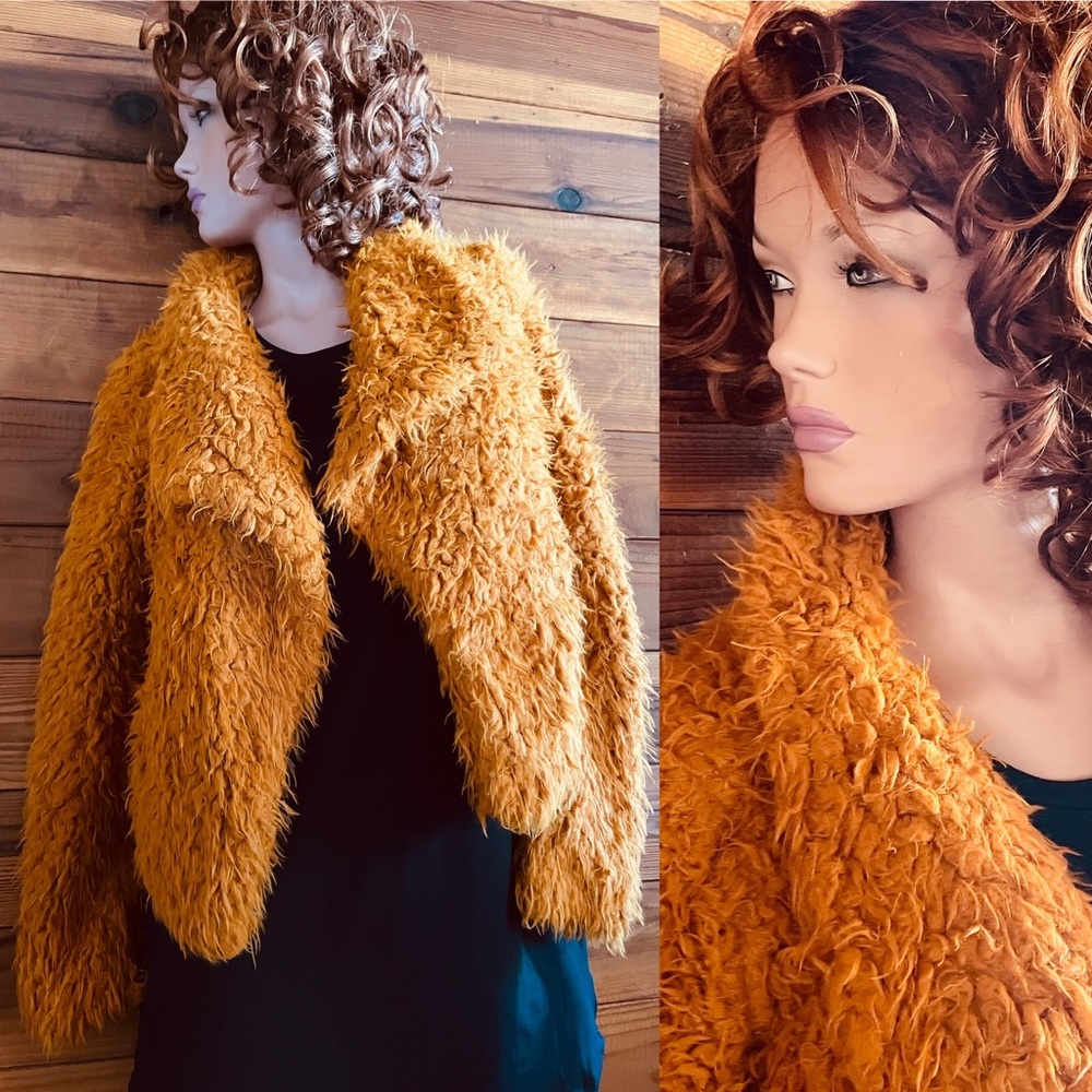 VERO MODA Must Have! PUMPKIN SPICE Faux FUR JACKET Size XS